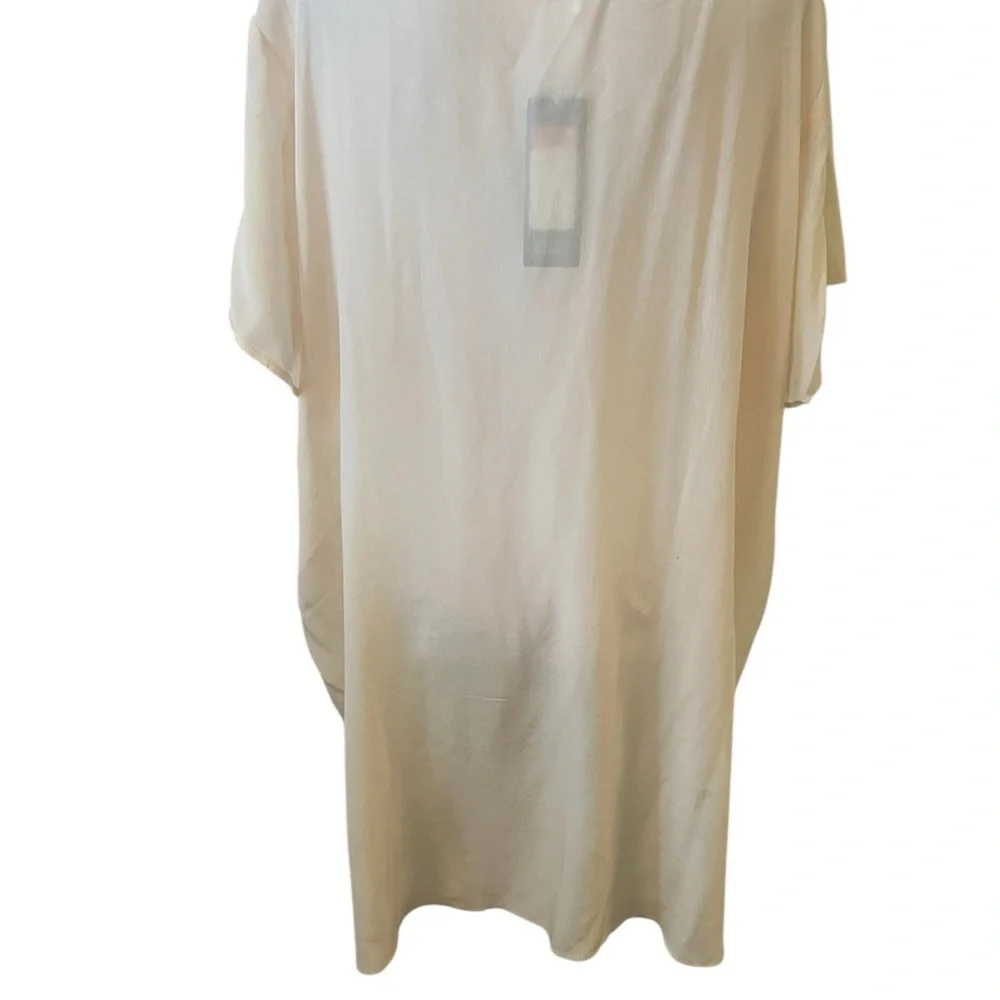 NWT Eileen Fisher Cream 100% Silk 2X Short Sleeves Top Hi-Low - Picture 2 of 7